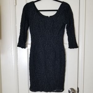 LEW MORGAN black lace bodycon dress